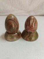 Onix ásványi tojás pár talapzaton - 6 és 6,5 cm