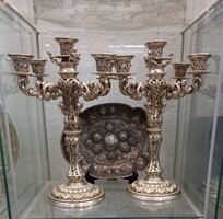 Antik Ezüst Gyertyatartó Párban