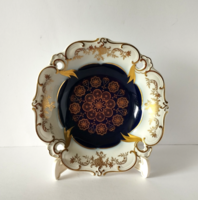 GYÖNYÖRŰ ÁTTÖRT RÉGI NÉMET WEIMAR PORCELÁN "ECHT WEIMAR KOBALT" KÍNÁLÓ TÁL