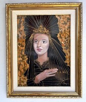 LEÁRAZVA Herpai Zoltán (1951 - 2011) Velencei hercegnő KERETEZVE 51x41 cm