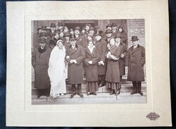 1932 ESKÜVŐ BUDAPEST CILINDER ÚRI TÁRSASÁG PECSÉT JELZETT FOTÓ GYŰJTŐI CSOPORTKÉP SCHÄFFER FOTÓ
