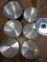 Retró kemping aluminíum  föző felszerelés teljesen új
