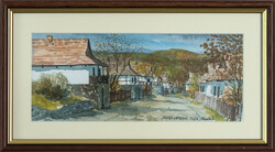 RÉSZLETGAZDAG MINIATŰR - Barsi Ferenc, Hollókő, 9,5x23 cm