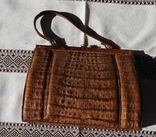 Antik krokodil vagy kígyóbőr bőr táska retikül