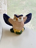 Mázas vintage bagoly kerámia 6 cm (régi gyűjteményből)