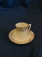 Arany díszítésű porcelán mokkás csésze + csészealj