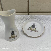 Aqincum porcelán váza, kis tányér, reklámtárgy  eladó! Eger reklámtárgy eladó!