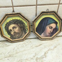 Retro szentkép, keretben 2 db  eladó!14 cm