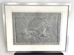 Victor Vasarely zebrák szitanyomat geometrikus absztrakt grafika modern