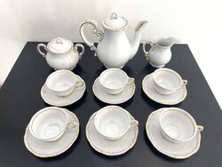 Zsolnay tollazott mintás aranyszélű kávéskészlet porcelán készlet modern