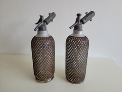 Régi vintage hálós 1930 1927 Patent Autosyphon szódásszifon fémhálós szódásüveg szifon