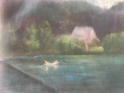 Tájkép akvarell tus 42x33cm.