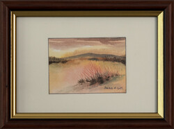 Barsi Ferenc Télvégi este című varázslatos mini akvarellje, SZERTIFIKÁCIÓVAL!