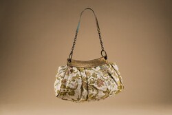 Russell Bromley női, olasz táska, arany, hímzett, lánc és bőr szíjjal