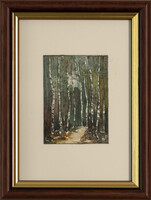 Barsi Ferenc Nyíres című varázslatos mini akvarellje, SZERTIFIKÁCIÓVAL!