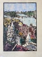 éva Gera - mercenary Gyula: fisherman's bastion - colorful lino with unique intervention