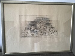 Borsos Miklós rézkarc 63x46cm.