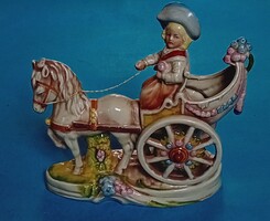 Német porcelán ,  DDR Lippelsdorf Lovas hintó kocsi