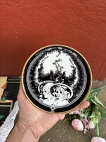 Hollóházi porcelán Jurcsák László falitányér tányér  midcentury modern