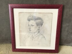 Bauer János portré rajz 30x30cm.