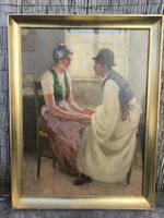 Antik  festmény Nagy Vilmos 60 X 80 cm Nagybànya stílusban Lotz Károly és Hollósy Simon