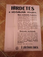 Hirdetés a népfölkelők részére, első Világháborús plakát, 1914 július 31.-i dátummal, jó állapotban