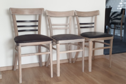 3 db vintage loft stílusú átdolgozott dizájn étkező szék bőr üléssel