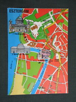 Képeslap,térképes,Esztergom,székesegyház,múzeum,tér,duna látkép,részlet,1982-