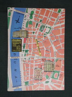 Képeslap,reklám kártya,térképes,Budapest,Hungar Hotels,szállodák,1972-