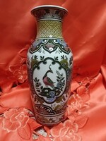 Villeroy & Boch,  Paon, német, kézzel festett  páva mintás porcelán váza, 23,5 cm.