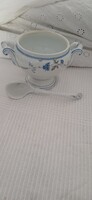 Antik porcelán szószós .tál merőkanállal