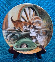 Macskás porcelán dísztányér, cicás falitányér 3 (L5458)
