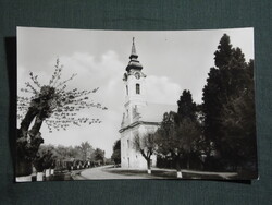 Képeslap,Mindszent,Róm. kat. templom,utca látkép,részlet,1965-