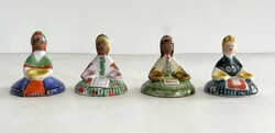 Retro, vintage Bolbáné Szeles Magda 4db kerámia figura, szobor lány tállal
