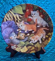 Kölyök macskás porcelán dísztányér, cicás falitányér 4 (L5455)
