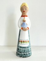 Retro, vintage Bolbáné Szeles Magda kerámia figura, szobor lány babával