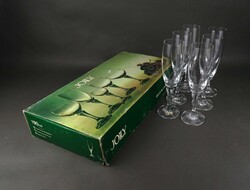 1U886 Cseh jelzett Bohemia Jolly pezsgős pohár készlet 6 darab eredeti dobozában