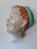 Art deco kerámia fali maszk 19.5 cm