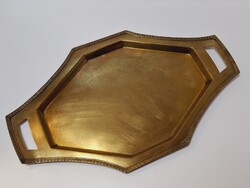 Antik réztálca, likőrős tálca, 34,5 x 21 cm