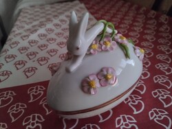 Herendi porcelán nyuszi bonbonier, tojás, ékszertartó