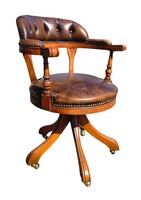Chesterfield bőr kapitányszék ,íróasztal forgószék B122