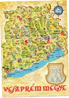 Képeslap: Térkép, Balaton.