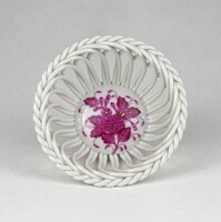 1U208 Lila Apponyi mintás herendi porcelán fonott kosár 9 cm