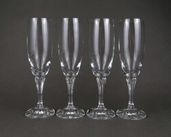1U887 Cseh jelzett Bohemia Jolly pezsgős pohár készlet 4 darab papírvignettával