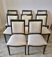 8 db olasz, art deco stílusú, lakkozott fekete étkezőszék műbőr kárpittal