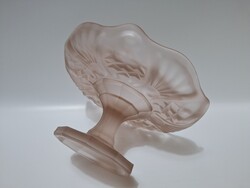 Talpas üveg kínáló, süteményes, tortatál, asztalközép, 18,7 cm