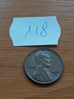 USA 1 CENT 1952  D Verdejel "D" - Denver, Kalászos penny, Lincoln,  BRONZ  118