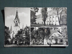 Képeslap,Mezőhegyes,mozaik,ménesbirtok,templom látkép,részletek, 1958-