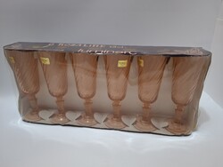 Vintage francia Luminarc talpas  pezsgős pohár készlet, 16 cm