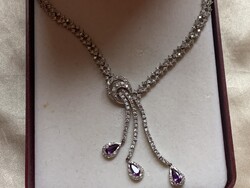Elegáns Ezüst collier cirkónia kövekkel.ÚJ